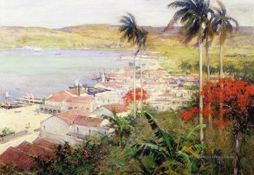  Leroy Canvas - Havana Harbor scenery Willard Leroy Metcalf